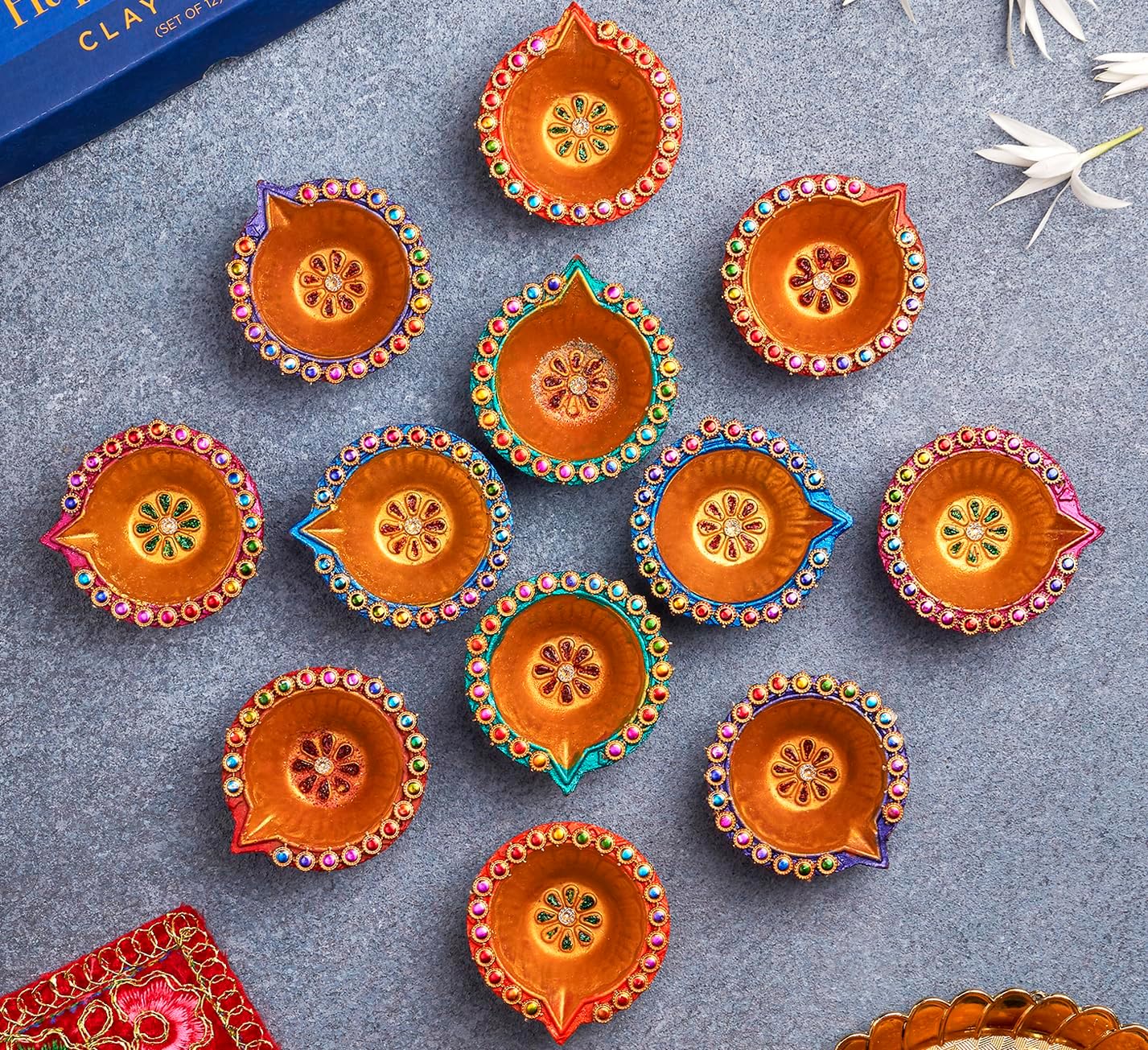 IndoTribe 12Pc Diwali Diyas For Decoration