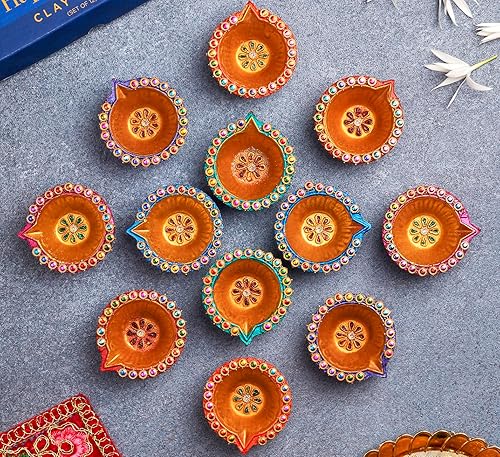 12 piezas Diwali Diyas para decoración Diwali Decoraciones para el hogar Diwali luces Diwali Decoración Diwali Diya Diwali Vela Diwali Regalos para