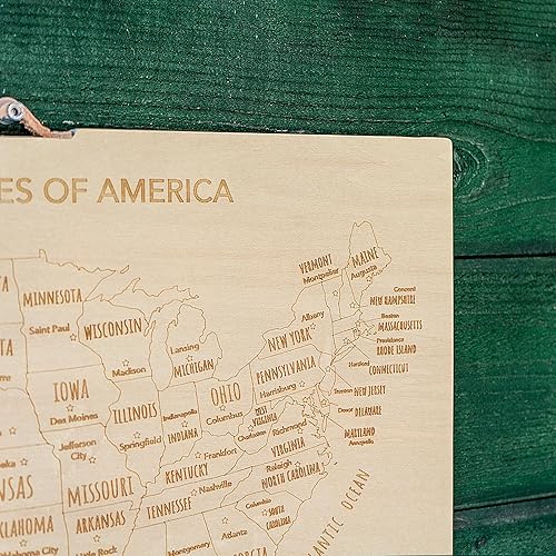 Miniatura 4 de ArtMinder Mapa de los Estados Unidos - Mapa de Estados Unidos grabado con láser para viajar, alternativa a la lista de verificación de mapa de