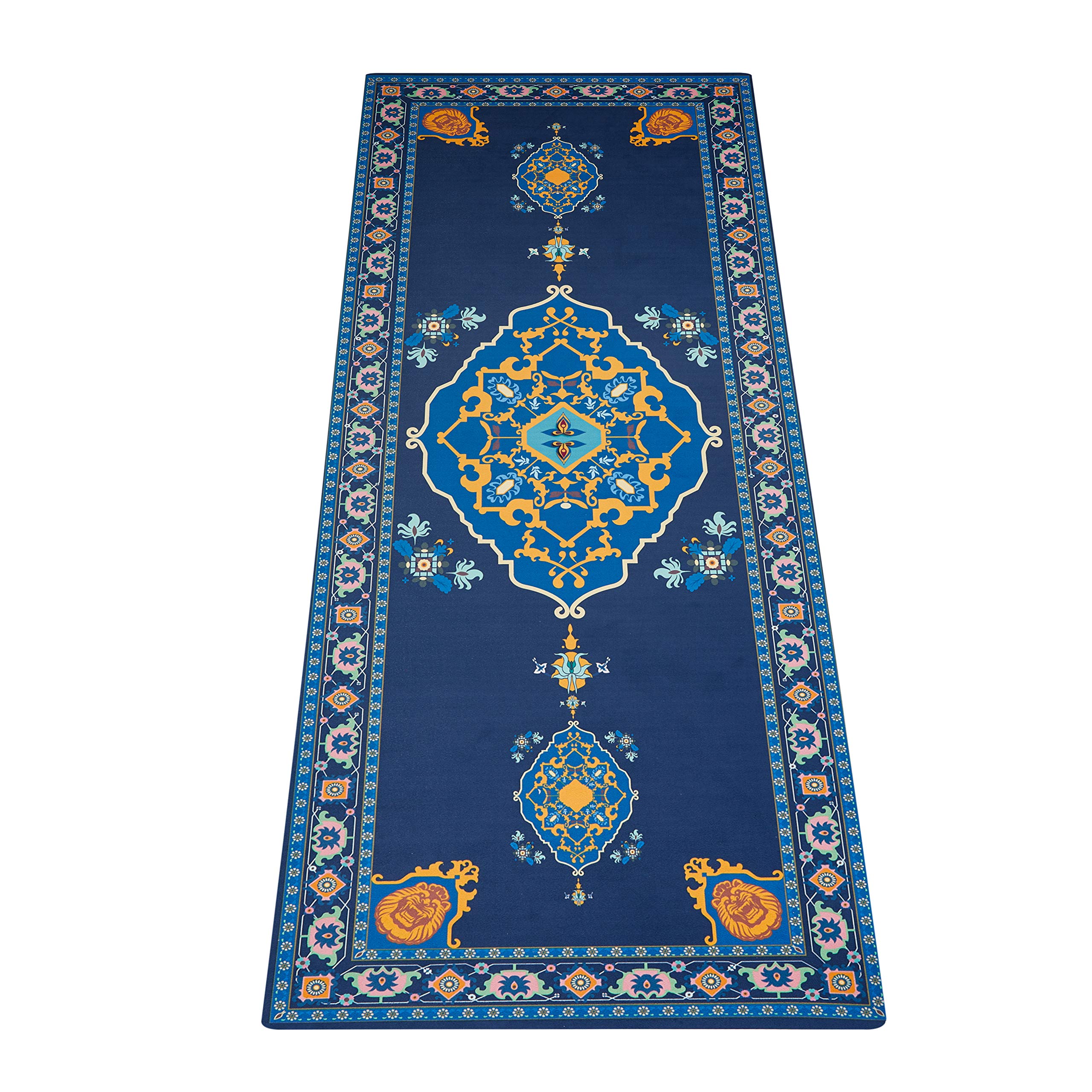 Ananda Premium Rug Print Yoga Mat Sweat Absorbing Non-Slip Suede Surface on Natural Rubber Base Fitness Exercise Mat