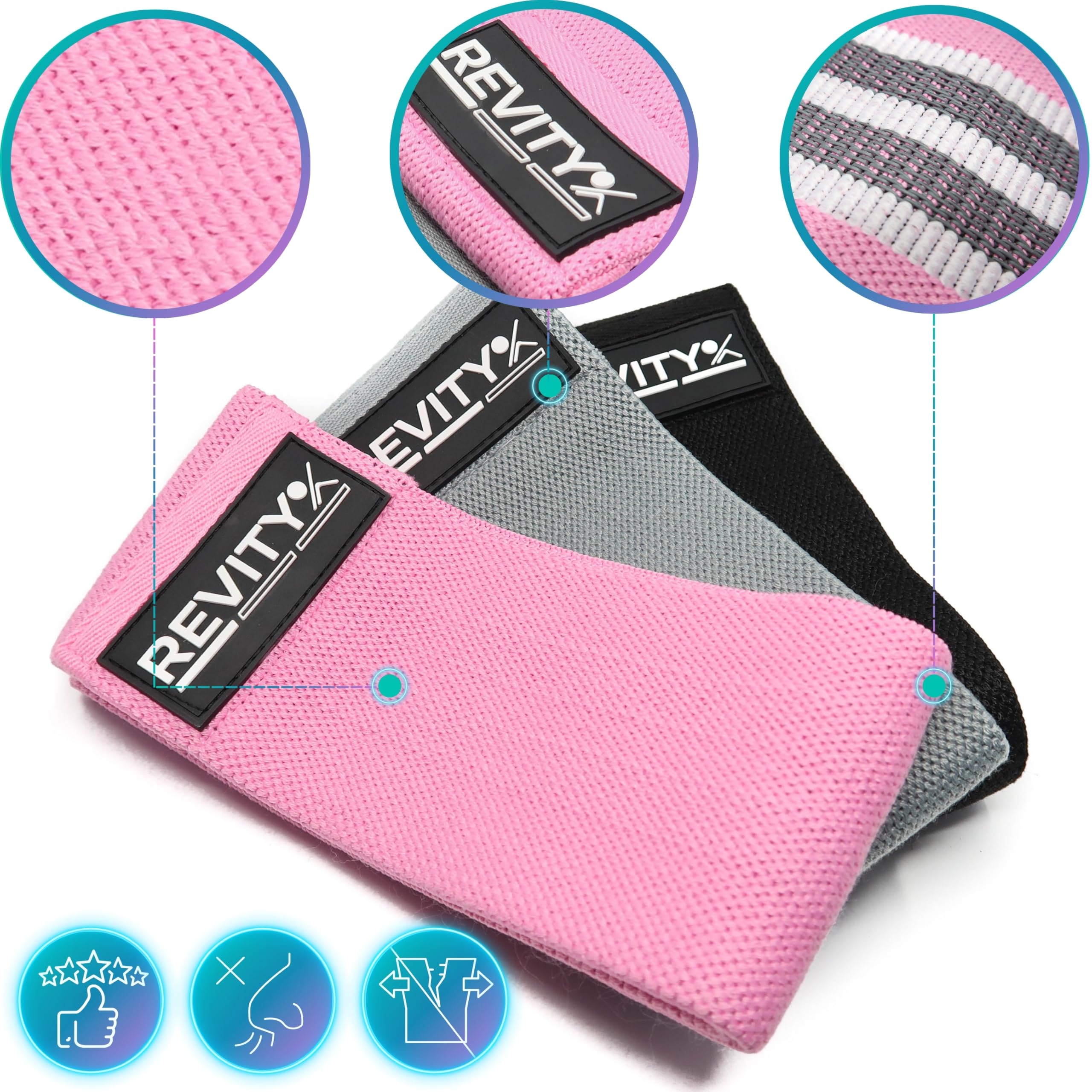 Fasce Elastiche Fasce Di Resistenza In Tessuto - Set Da 3, Per Allenamento Glutei E Fitness Fasce Resistenza Tessuto Set 3 Pezzi Glutei Gambe - Foto 6