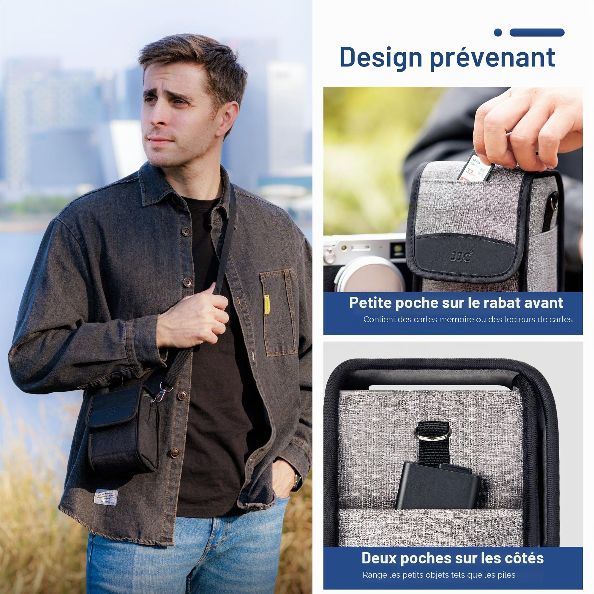 JJC Petite Housse Sacoche Appareil Photo Numérique, Pochette de Voyage pour Fujifilm X100VI X100V Sac de Transport Portable pour Sony a6700 a6600 a6500 a6400 avec 16-50mm pour Nikon Z30 Z50 pour GRIII
