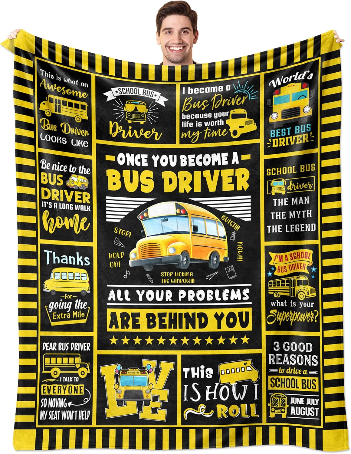 School Bus Driver Gifts for Men/Women, Bus Driver Appreciation Gifts, Thank You for Best School Buses Drivers Back to Schools Throw Blanket 60X50 inch