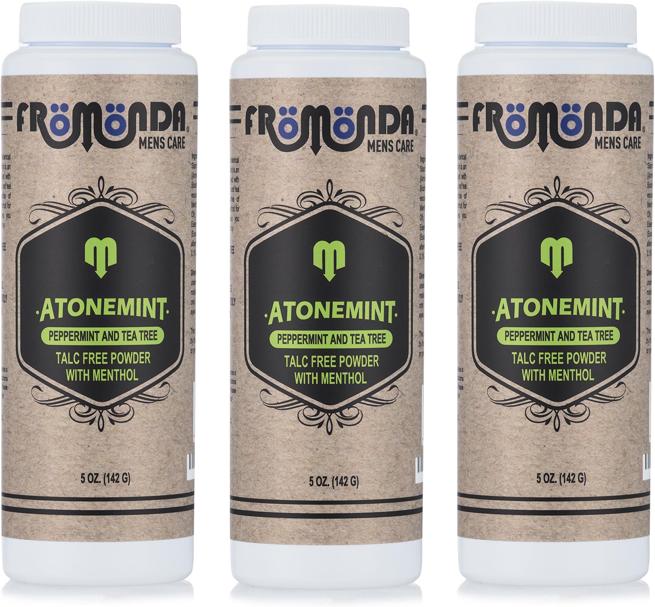 AtoneMint Talc Free Body Powder With Menthol -- 3 Pack