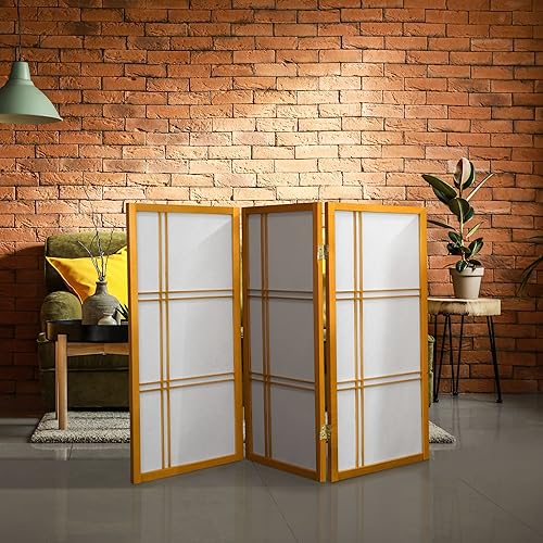 Pantalla Shoji corta de doble cruz de 3 pies - Miel - 3 paneles