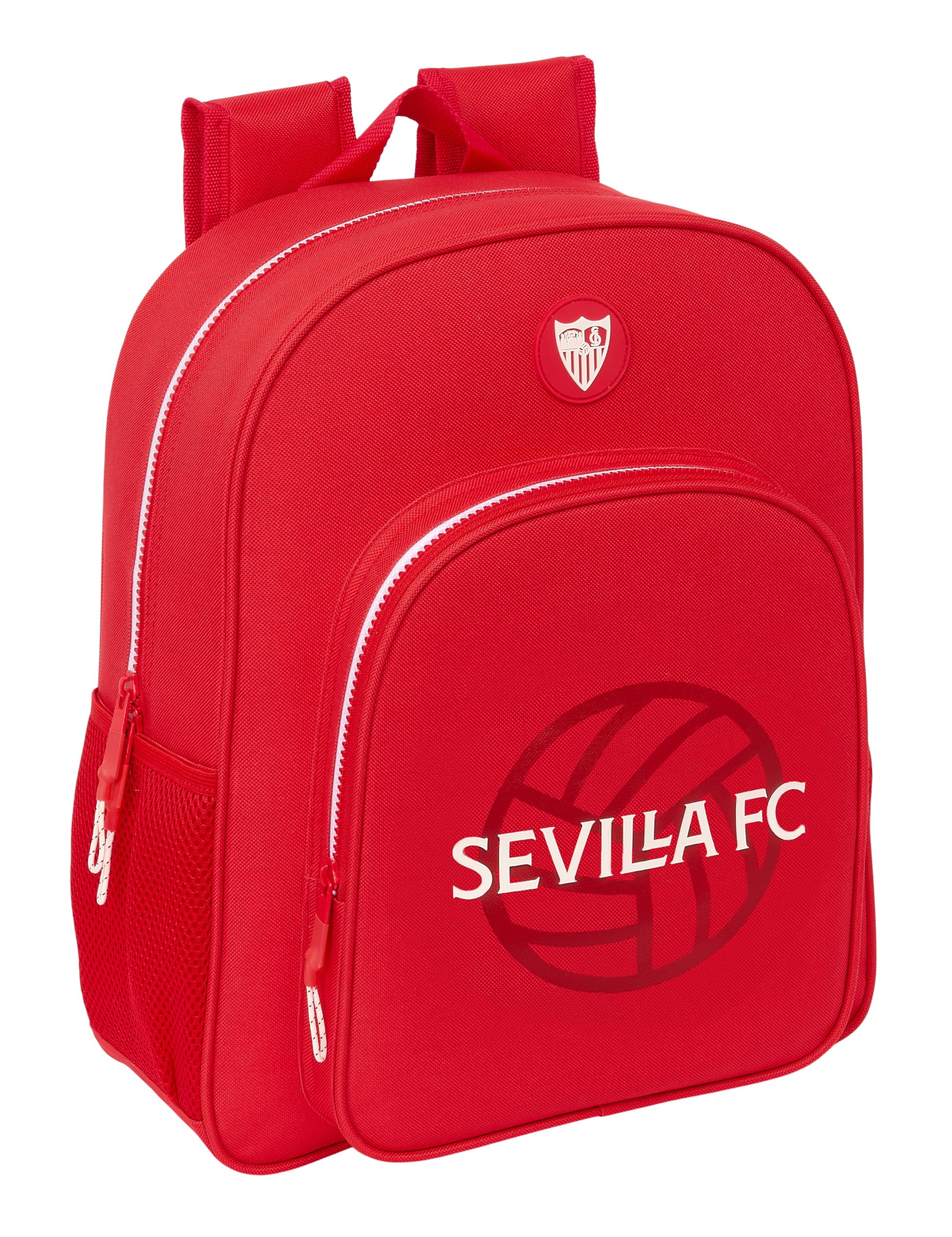 Safta SEVILLA FC – Children's School Backpack, Adaptable to Trolley, Ideal for School Children, Comfortable and Versatile, Quality and Resistance, 32 x 12 x 38 cm, Red, red, Estándar, Casual