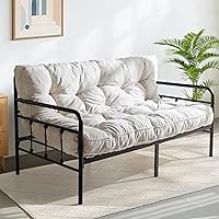 Vista 1 de MAXYOYO Colchón Futón de 6 pulgadas, Tamaño Full, Futones Tufted Sofá Cama con Diseño de Borde de Cuerda Trenzada, Colchón de Piso de Tela Gruesa