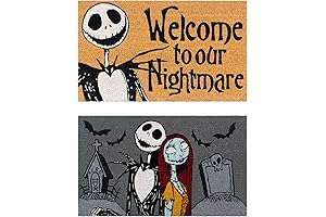 Disney's Nightmare Before Christmas Coir Mat (2-Pack): Festive Welcome Mats for Spooky Season