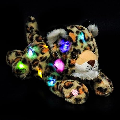 Vista 51 de Hopearl Leopardo de peluche con luces LED y música, flexible, con luces de noche que brillan en la oscuridad, para festival, cumpleaños, niños