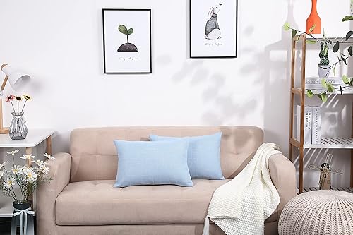 Miniatura 8 de TangDepot Funda de cojín de lino con forro pesado, funda de almohada, funda de almohada lumbar, funda de almohada para interiores y exteriores (12 x