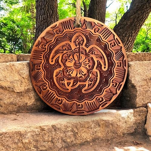 Miniatura 5 de Hawaiian Turtle - Raw Cedar Ornament 3x3in
