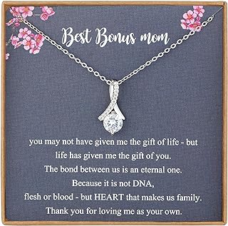 Bonus Mom Gifts from Daughter, Stepmother Mother in Law Gifts, 925 Sterling Silver Necklace, Gifts for Stepmom, Bonus Mom Necklace, Mother in Law Gifts, Adoption Gifts