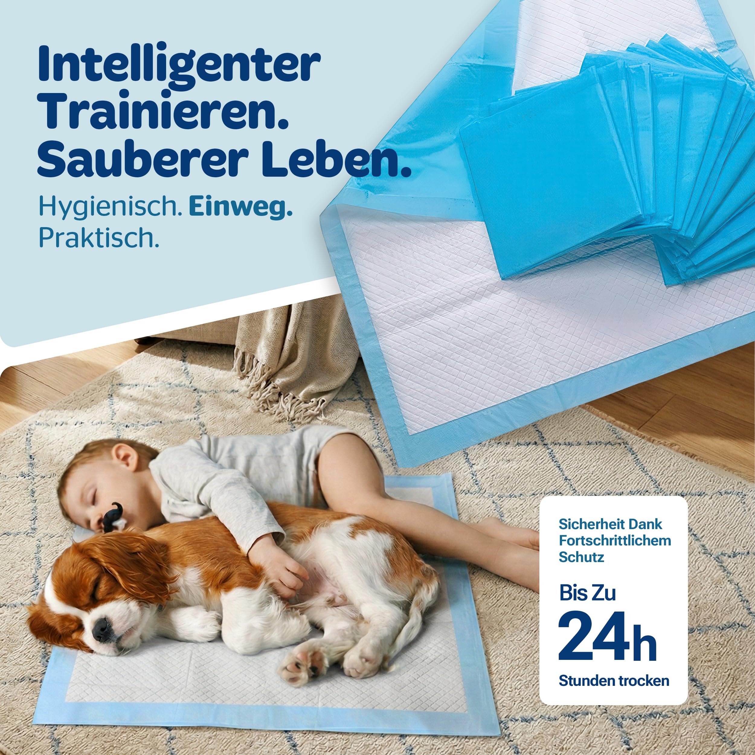 PORTENTUM PIPI Matten für Hunde 90x60 – Welpen Unterlagen mit Geruchskontrolle – Wickelunterlage Einweg auslaufsicher – Trainingspads für Hunde saugfähig