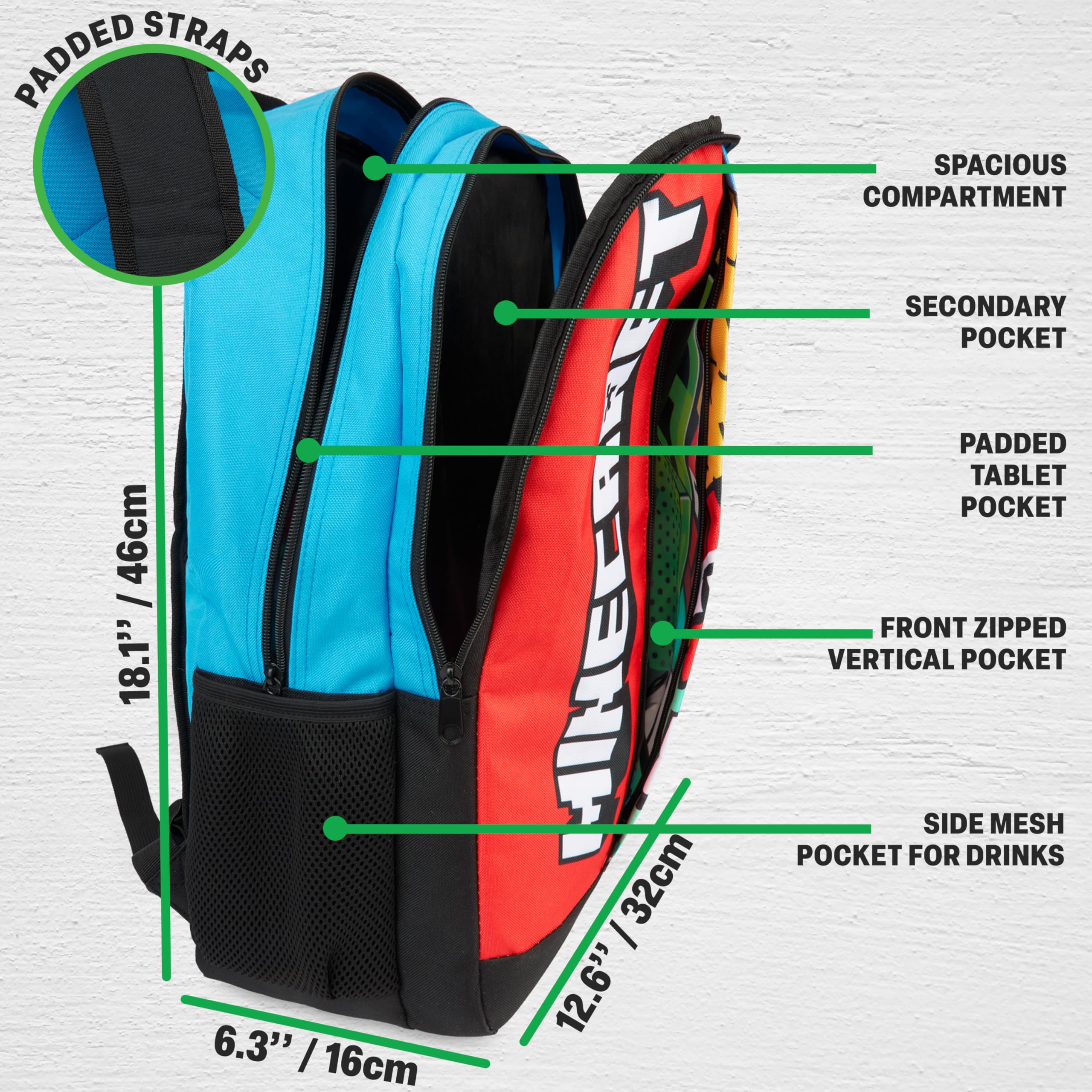 Get Trend Minecraft Sac a Dos Enfant Garcon, Bandoulière Réglable et Fermeture Eclair Cartable, École ou Sport, Cadeau Garcon (Multi Minecraft)