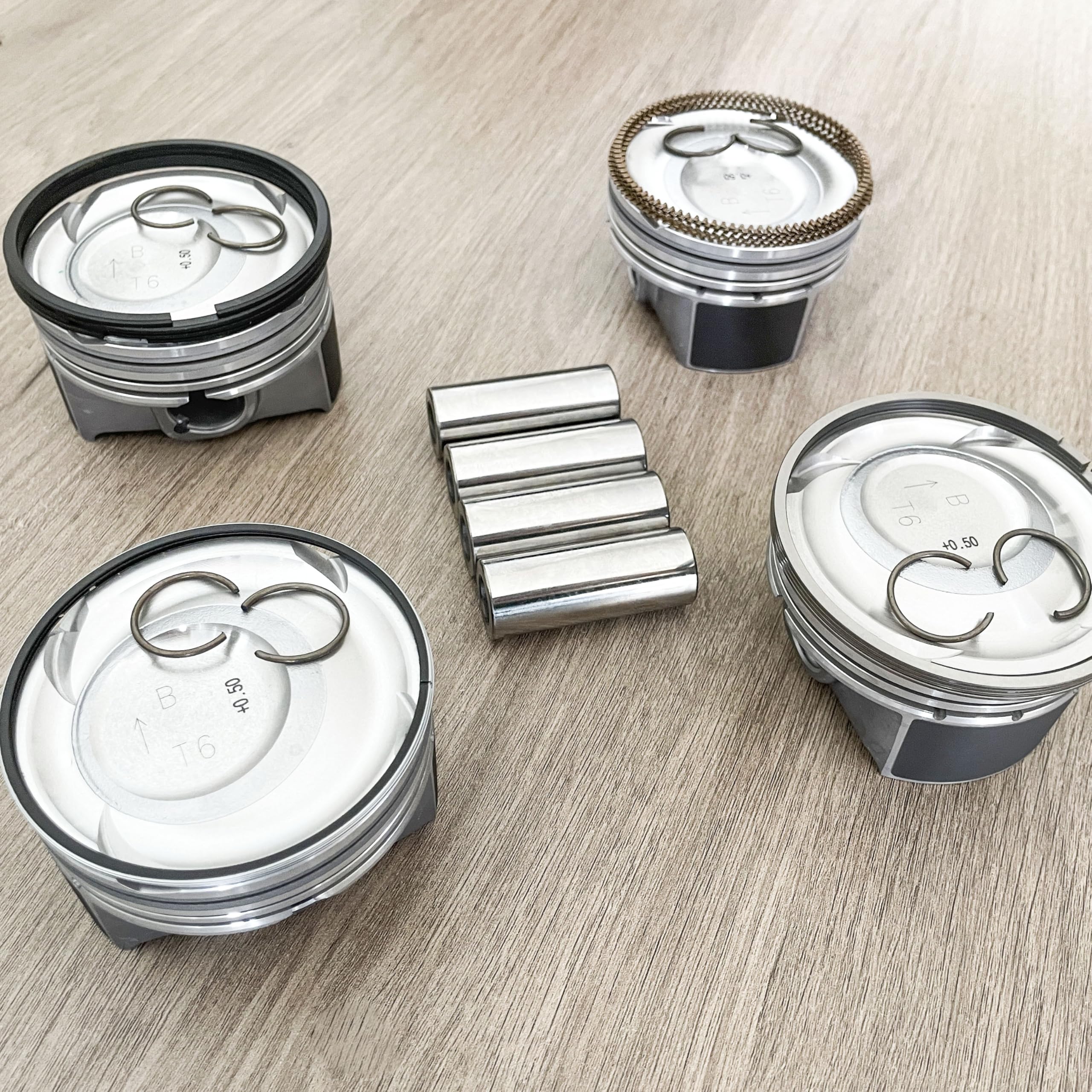 Photo 1 of +0.5mm (Oversize) Engine Pistons With Rings Compatible with Elantra Veloster Forte Koup G4FJ 1.6 Turbo 2014-2018 Replacement for 230412BAB0, 230412-BAB0