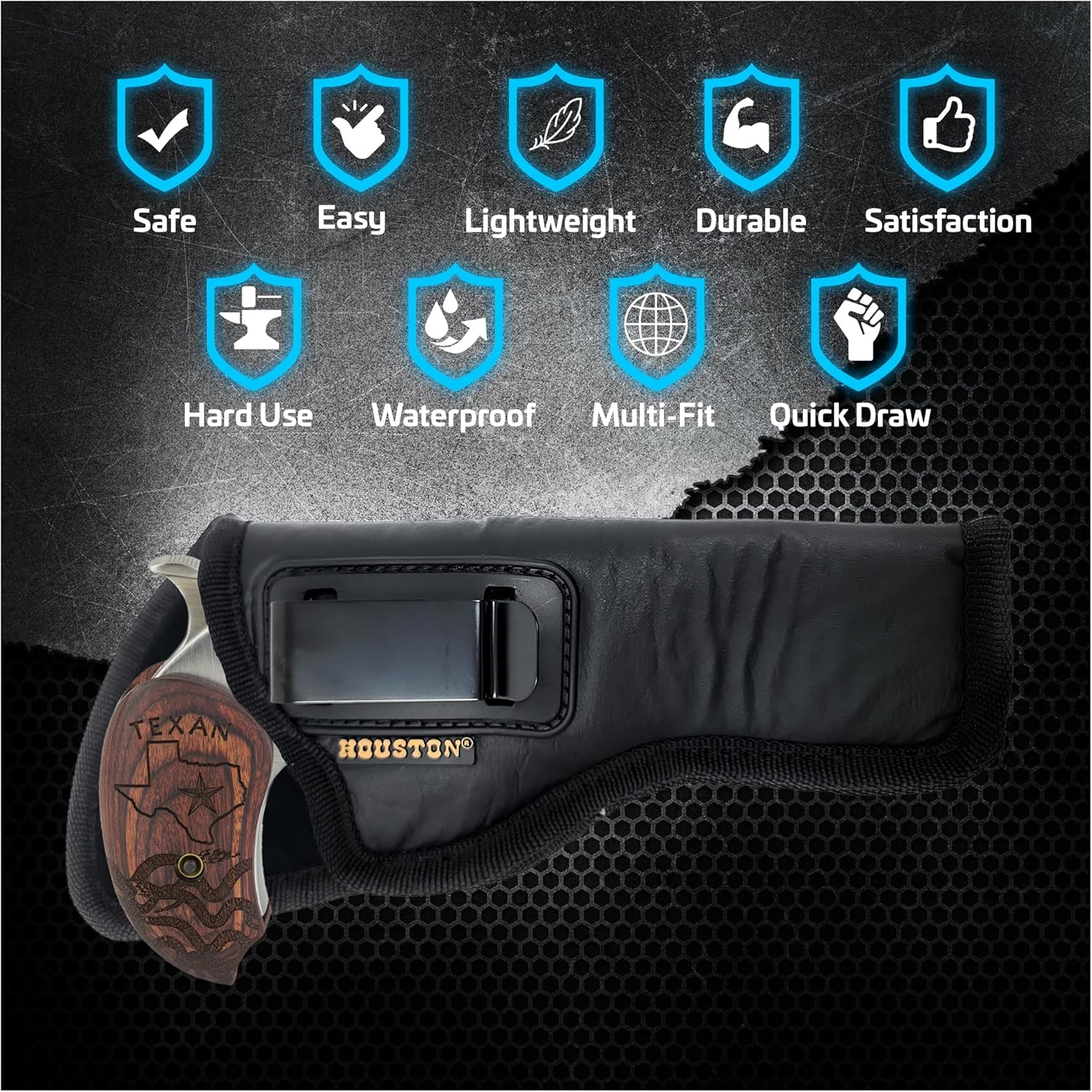 Black Eco Leather Bond Arms Holster Derringer for Texan (BATX) .45 / .410, 6" Barrel - Quick Draw Derringer Holsters for Men/Women - Concealed Carry Holster - Sweatproof