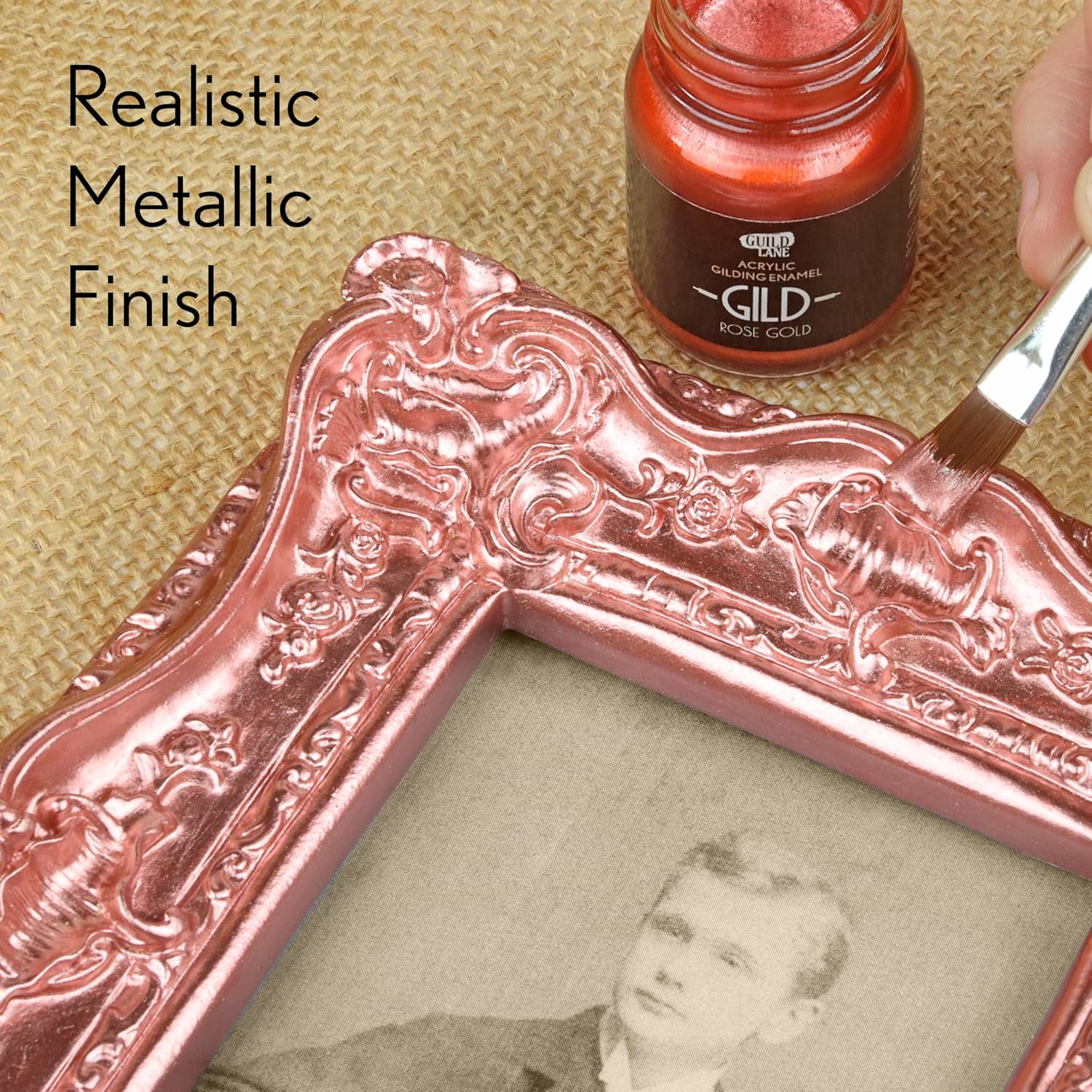 GILD Metallic Acrylic Enamel Paint - Rose Gold - For Wood, Metal, Glass, Furniture & Crafts - Water-Based, Non-Tarnish Finish - 125ml Tin - Made in Britain