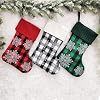 SherryDC Buffalo Plaid Christmas Stockings 3 Pack, Pet Paw Snowflake Stocking with Knitted Cuff Fireplace Hanging Stockings for Xmas Decoration