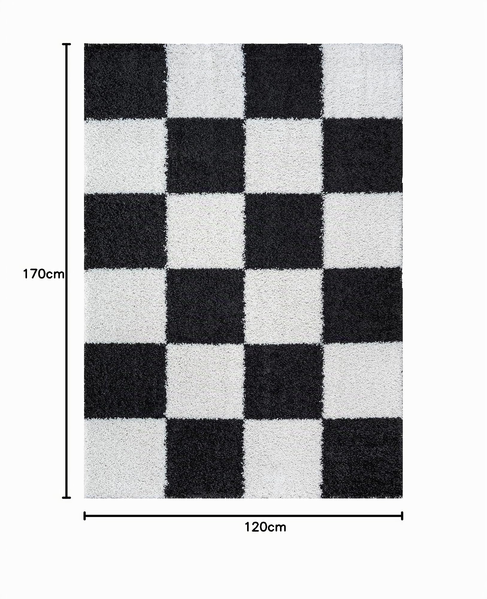 SANAT Milano Shaggy Teppich - Hochflor Teppiche für Wohnzimmer, Schlafzimmer, Küche - Schwarz Weiss, Größe: 120 x 170 cm