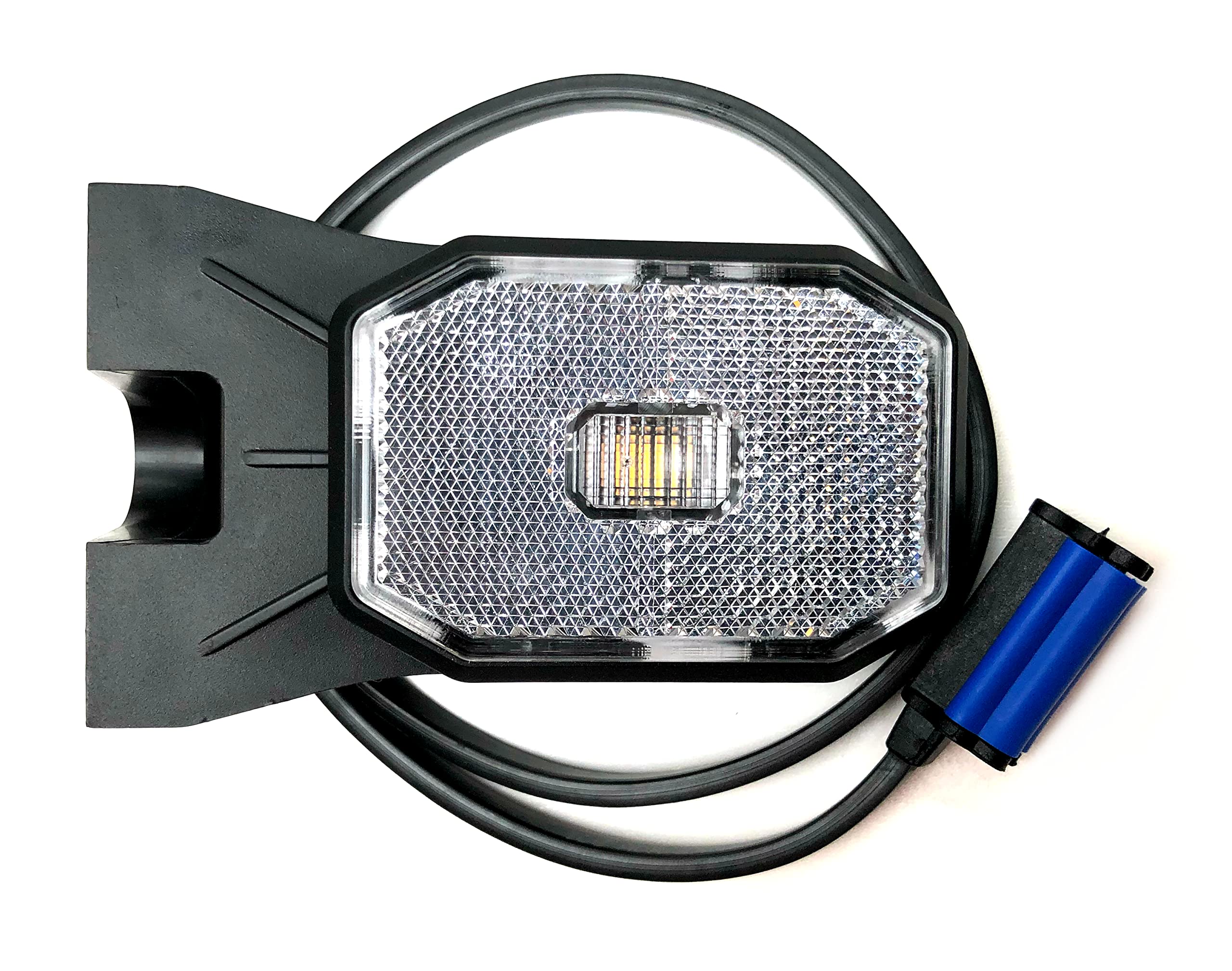 2x LED Umrissleuchte mit Reflektor – 12V/24V Begrenzungsleuchte für Anhänger, LKW, Wohnwagen, Trailer – E9 zugelassen, stoßfest, 5 Varianten (Weiß + Winkelhalter + Schnellanschluss Typ QS075)