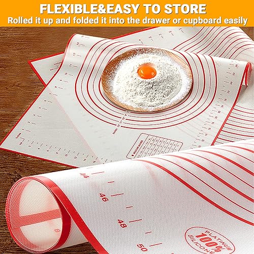 Miniatura 6 de Qidoe - Tapete de silicona para hornear extra grueso y antiadherente con medida tapete para fondant tapete para tarta de pasta tapete para pizza