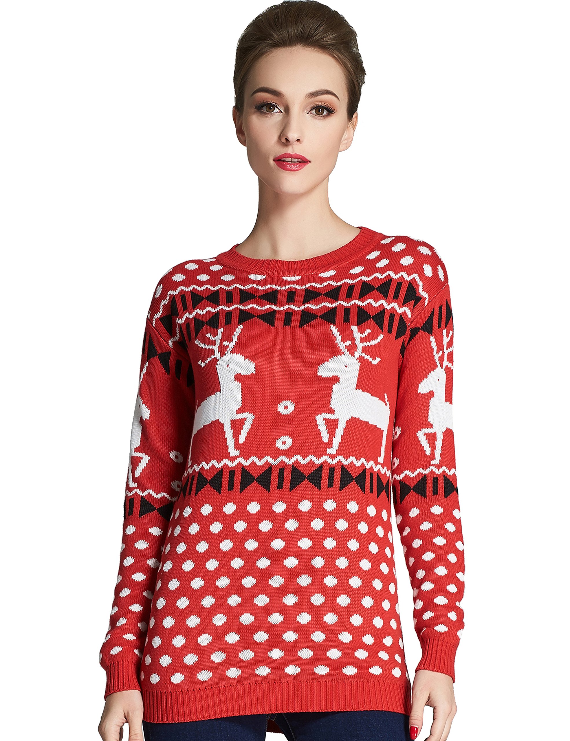 Camii Mia Women's Crew Neck Pullover Ugly Christmas Sweater