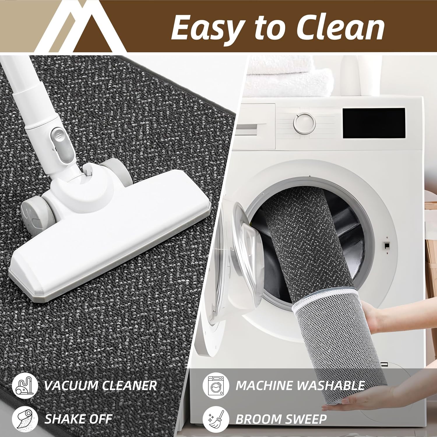 COSY HOMEER-Door-Mat 32"x48" Non Slip Absorbent Entryway Rugs Dirt Trapper Doormats Washable Entrance Mats Low Pile Welcome Floor Mat for Front Back Door and Entry Mats,Dark Grey - Image 8