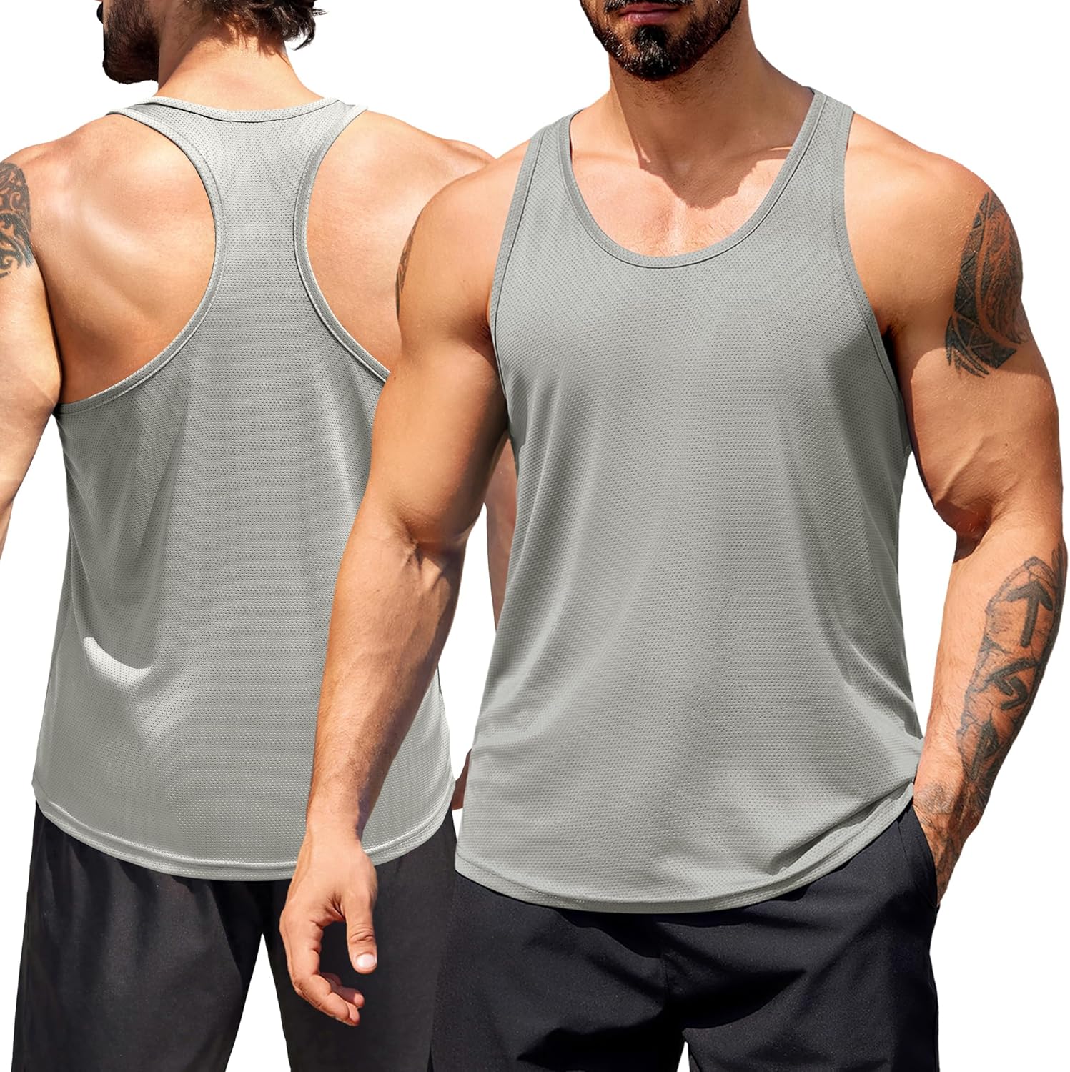 COOFANDY Men's 3 Pack Workout Tank Tops Quick Dry Gym Sleeveless Muscle T Shirts Y Back Athlectic Tank Bodybuilding Top - Image 2