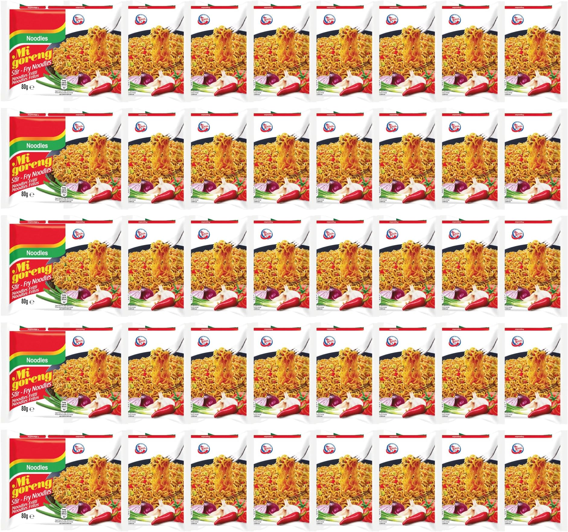 Mi Goreng Stir-Fry Noodles - Original Flavor, 80g (Pack of 40) | Authentic Indonesian Instant Noodles | Versatile Meal Option | Ready in 3 Minutes