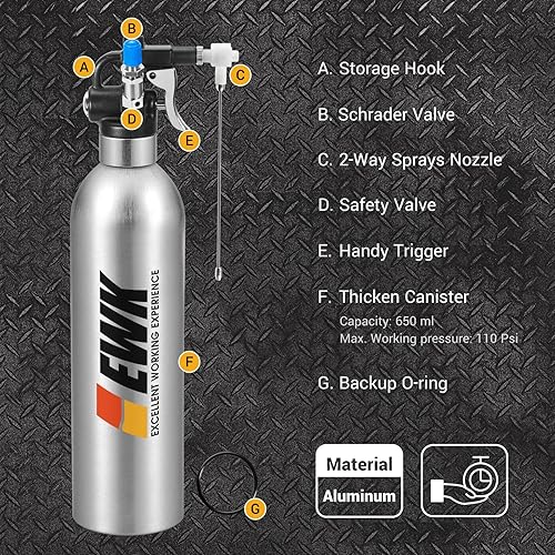 Miniatura 2 de EWK, pulverizador a presión neumática, aluminio, lata de aire, rellenable