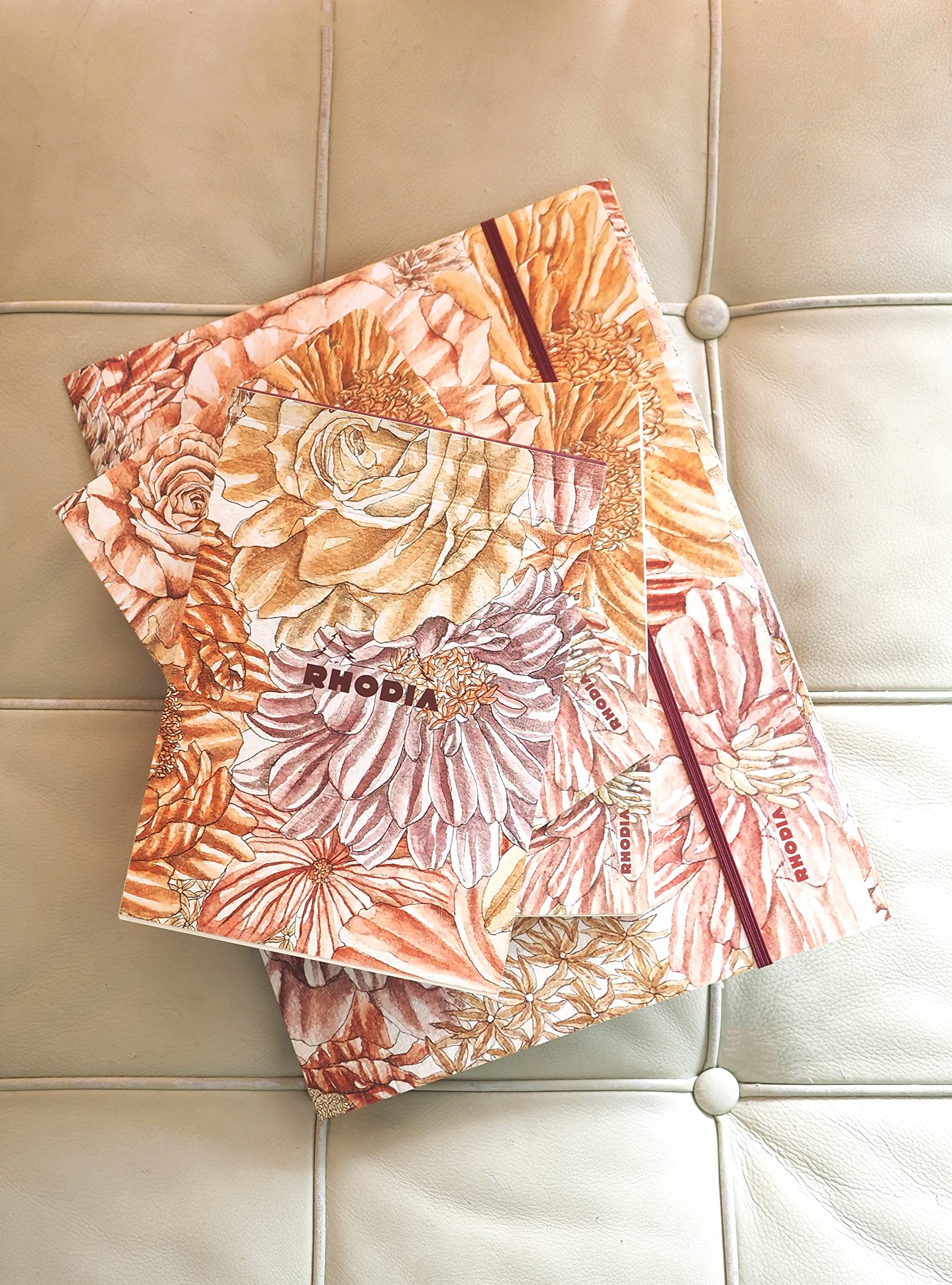 RHODIA 120031C, Floral bouquet Canvas Pad, A5 14.8x21cm, Ruled, 70 f, 90gsm paper, Soft laminated cover, Amaranth inside - Image 2