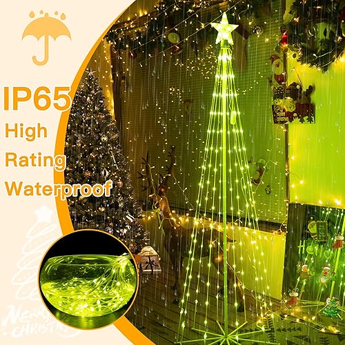 Miniatura 3 de Ollny Luces de árbol de Navidad de 6 pies, 170 LED, RGB 34 modos que cambian de color al aire libre con control remoto enchufable, luces de estrella