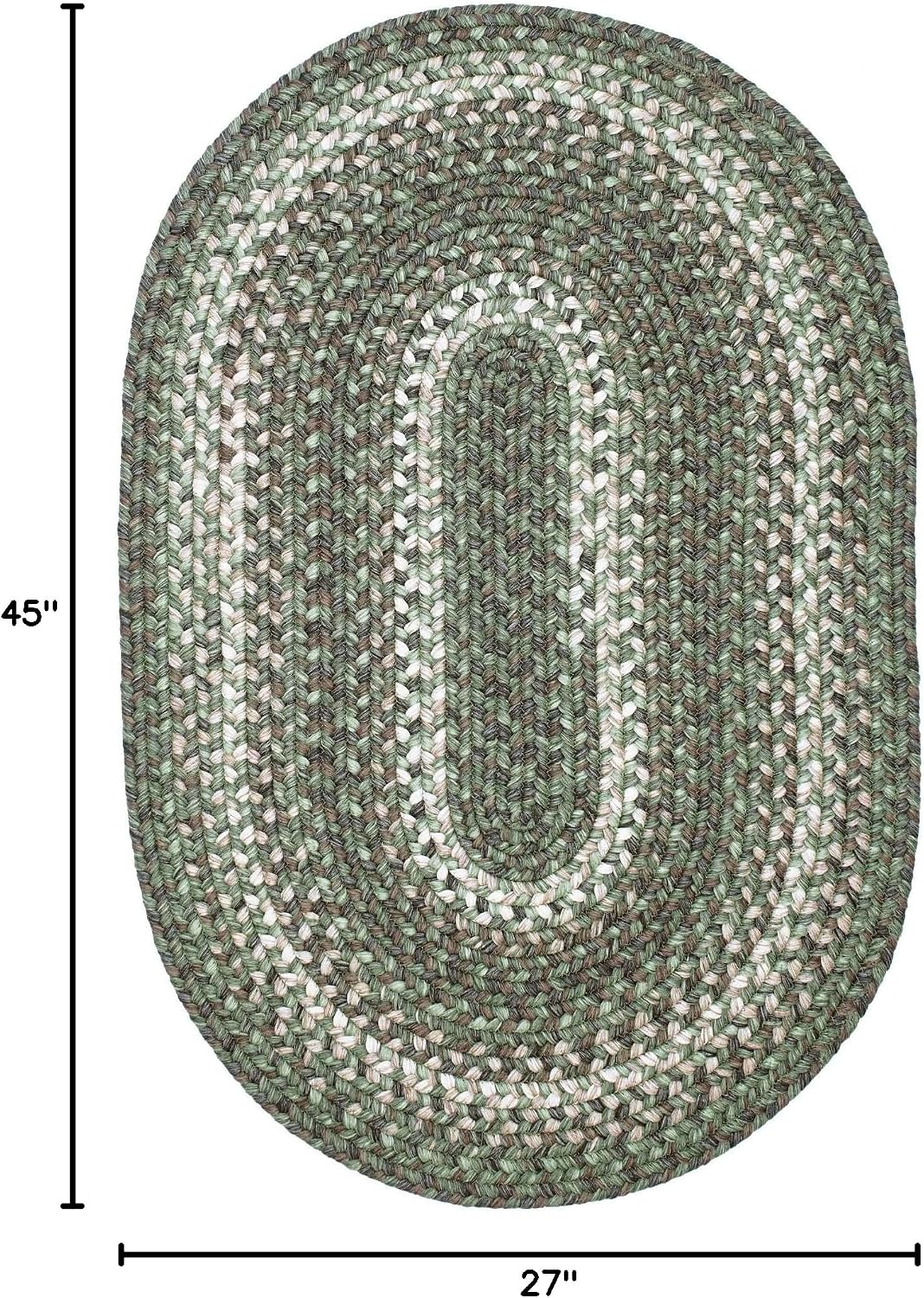 Homespice Cedar Ridge Green Braided Oval Rug for Country Decor 27x45 image 2