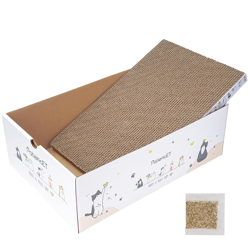 Tapete Arranhador para Gatos PatiencET de Papelão Corrugado com Caixa Dobrável – 1 Unidade