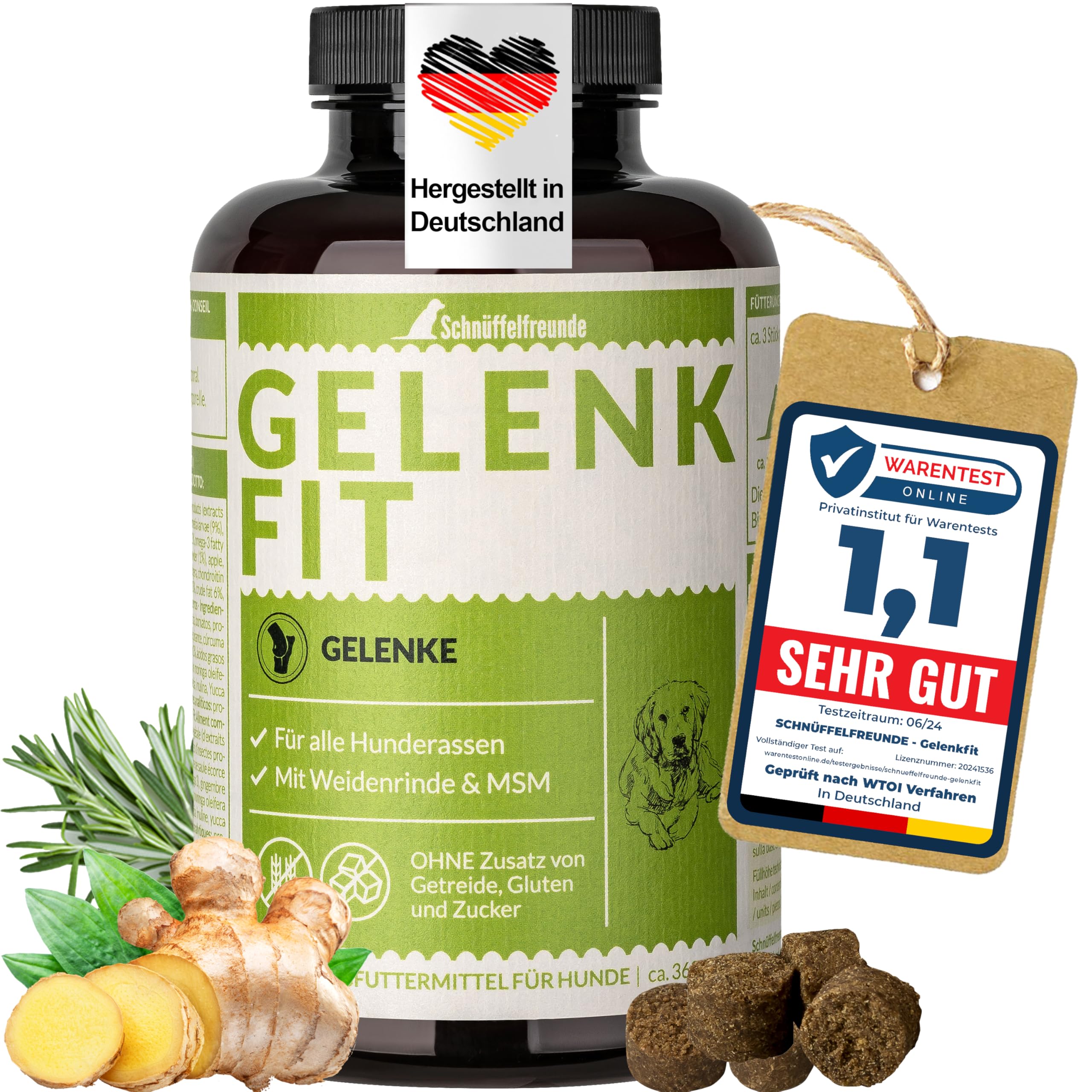Gelenk Fit I Nahrungsergänzungsmittel für Hunde zur Unterstützung der Knochen und Gelenke I Mit Grünlippmuschel, MSM und Kurkuma (300g - ca. 360 Stück)