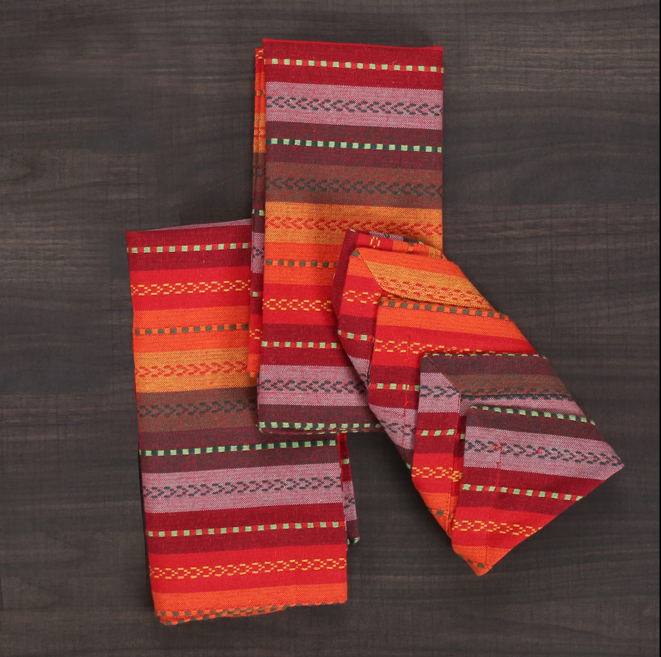 Lightnpro Lot de 12 serviettes de table de Noël en tissu à rayures Rouge multicolore 45,7 x 45,7 cm | Salsa, table de mariage, de Noël et de vacances, lavable en machine, pour les occasions spéciales et un usage quotidien