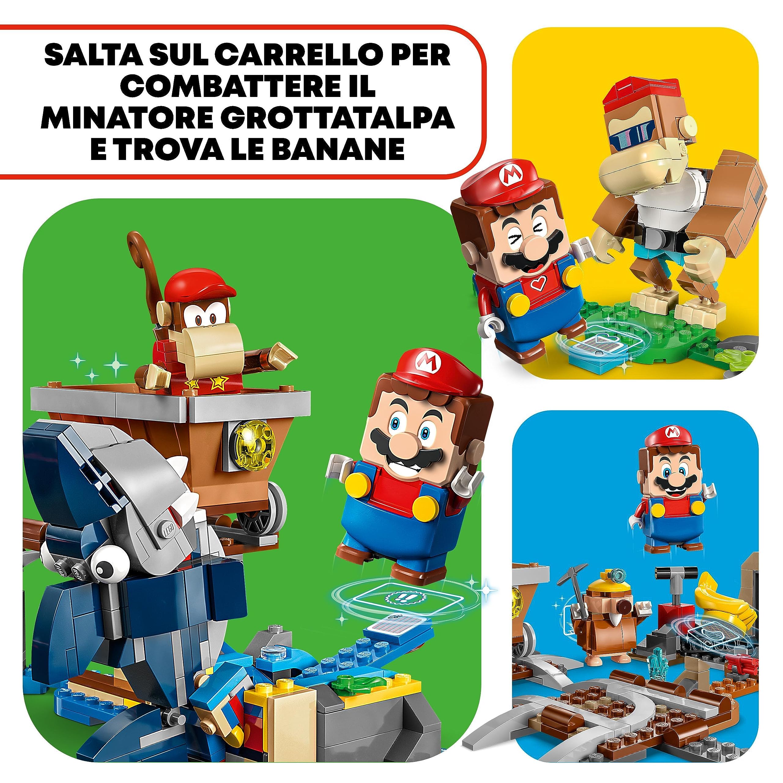 LEGO Super Mario Pack di Espansione Corsa nella Miniera di Diddy Kong con Aereo Giocattolo e 4 Personaggi, Giochi per Bambini e Bambine per Costruire un Livello del Videogioco, Idea Regalo 71425
