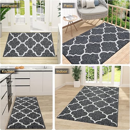 Miniatura 7 de OLANLY Tapete para puerta de interior, 20 x 59 pulgadas, antideslizante, absorbente, resistente a la suciedad, lavable, de perfil bajo, para