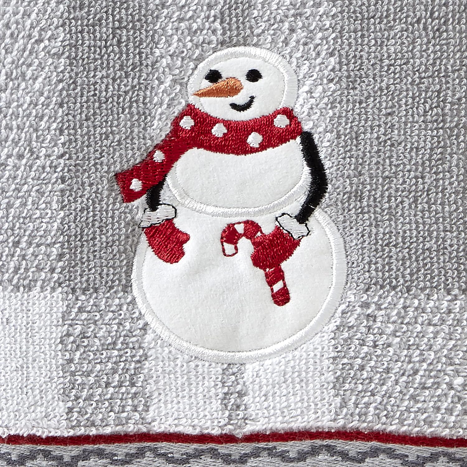 SKL Home Christmas/Winter Whistler Snowman Hand Towel 2pc Set for Bath/Kitchen/Bar & Gift, Gray - Image 3