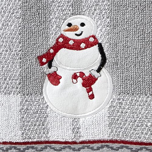 Miniatura 3 de SKL Home Juego de 2 toallas de mano de muñeco de nieve Whistler de Navidadinvierno para bañococinabar y regalo, gris
