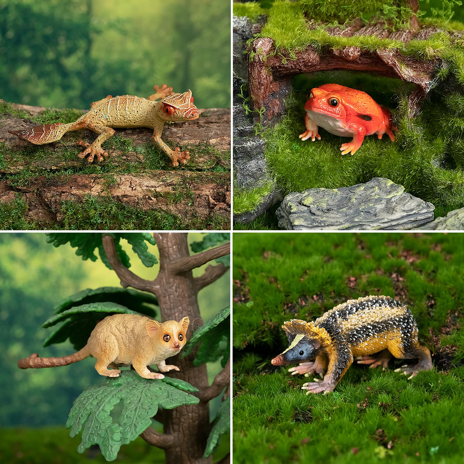 TOYMANY 12 sztuk figurek zwierząt leśnych, realistyczne zabawki Madagaskar, plastikowe zwierzęta, zwierzęta z dzikiej dżungli, figurki zwierząt z zoo, dekoracja tortu, prezent
