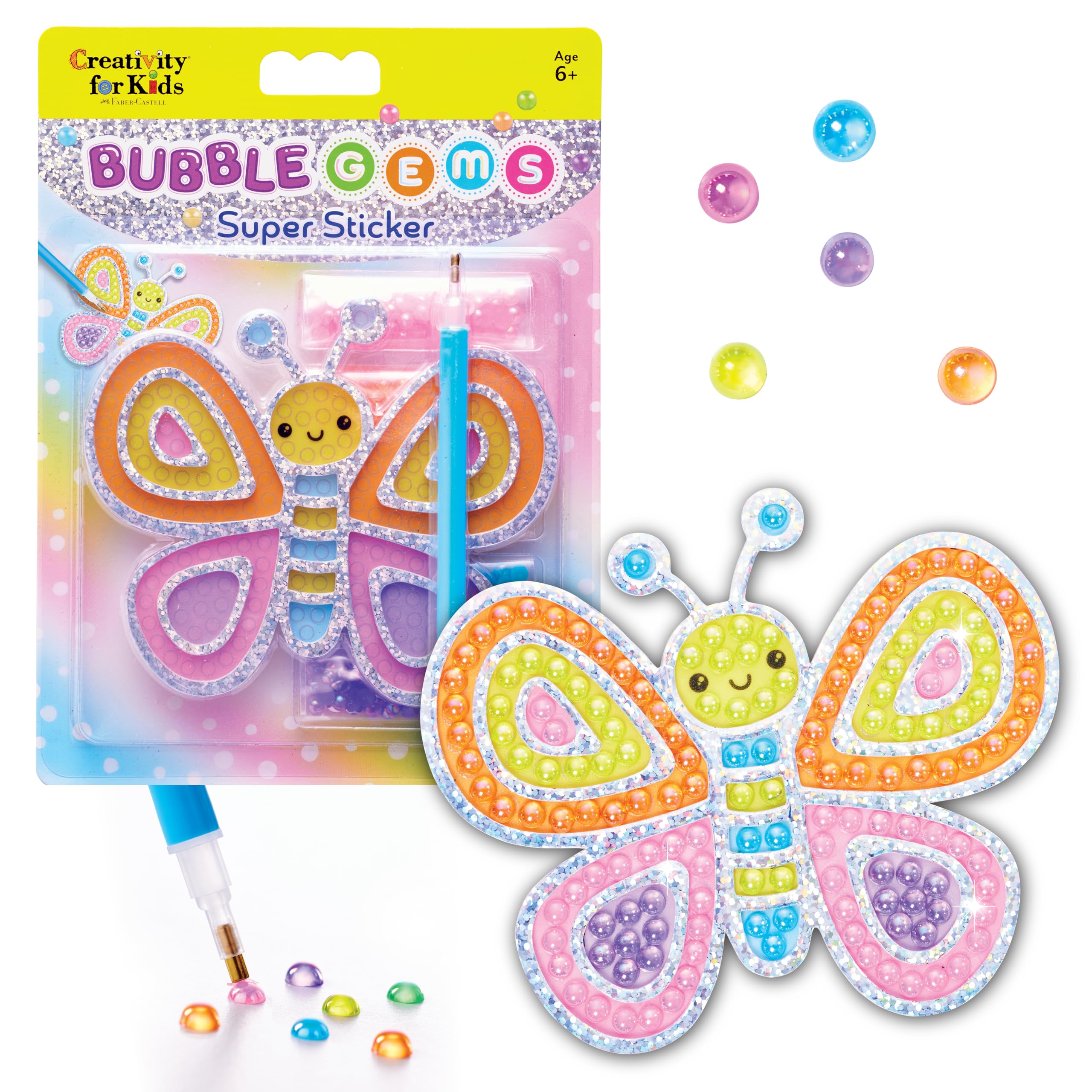 Creativity for Kids Bubble Gem Super Sticker: Butterfly - Mini Diamond Painting Kits for Kids, Arts and Crafts for Kids, Small Gifts for Easter Basket