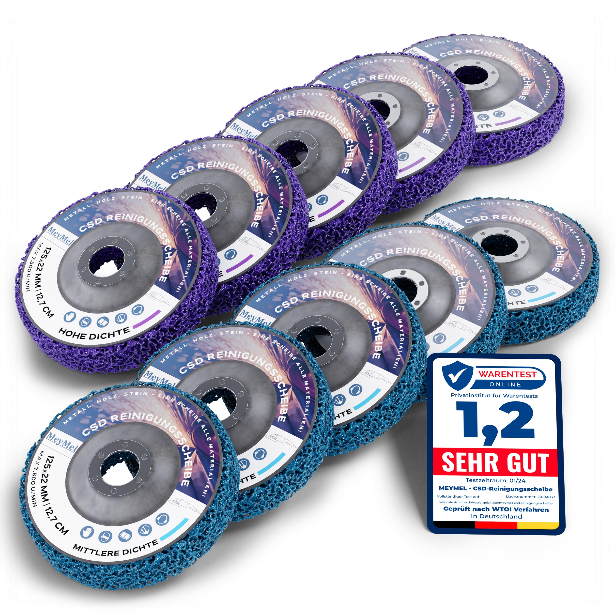5 sztuk wysokiej jakości tarcza CSD 125 mm, 5 x gruba i 5 x średnia, wysoka wydajność i nietłukąca tarcza czyszcząca, do szlifierek kątowych 125 mm, środek do usuwania rdzy do Flex, drewno