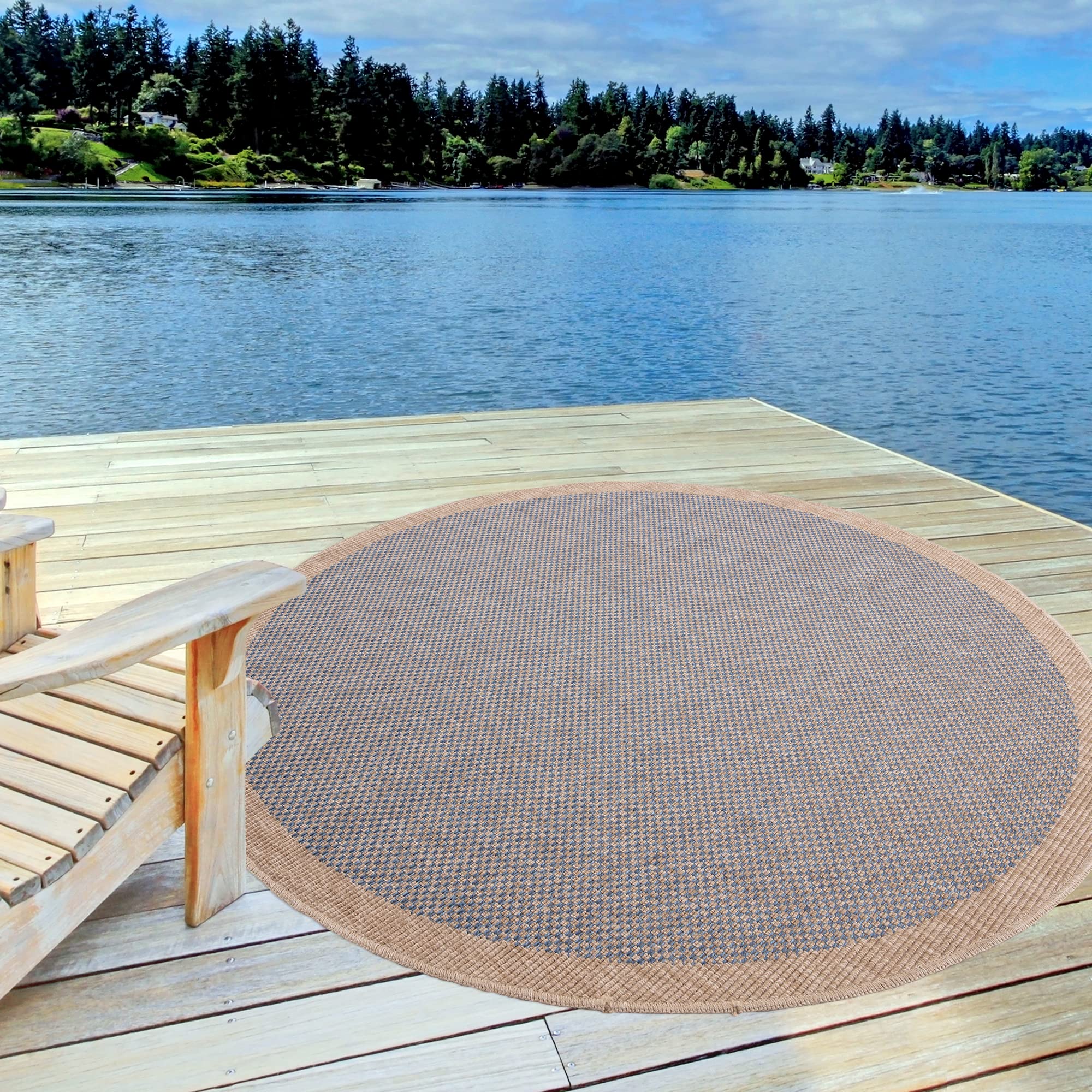 THE RUGS Nature Collection Outdoor Rug, Indoor/Outdoor Tona Border Area Rug for Patio Deck, Garden, Kitchen - Image 2