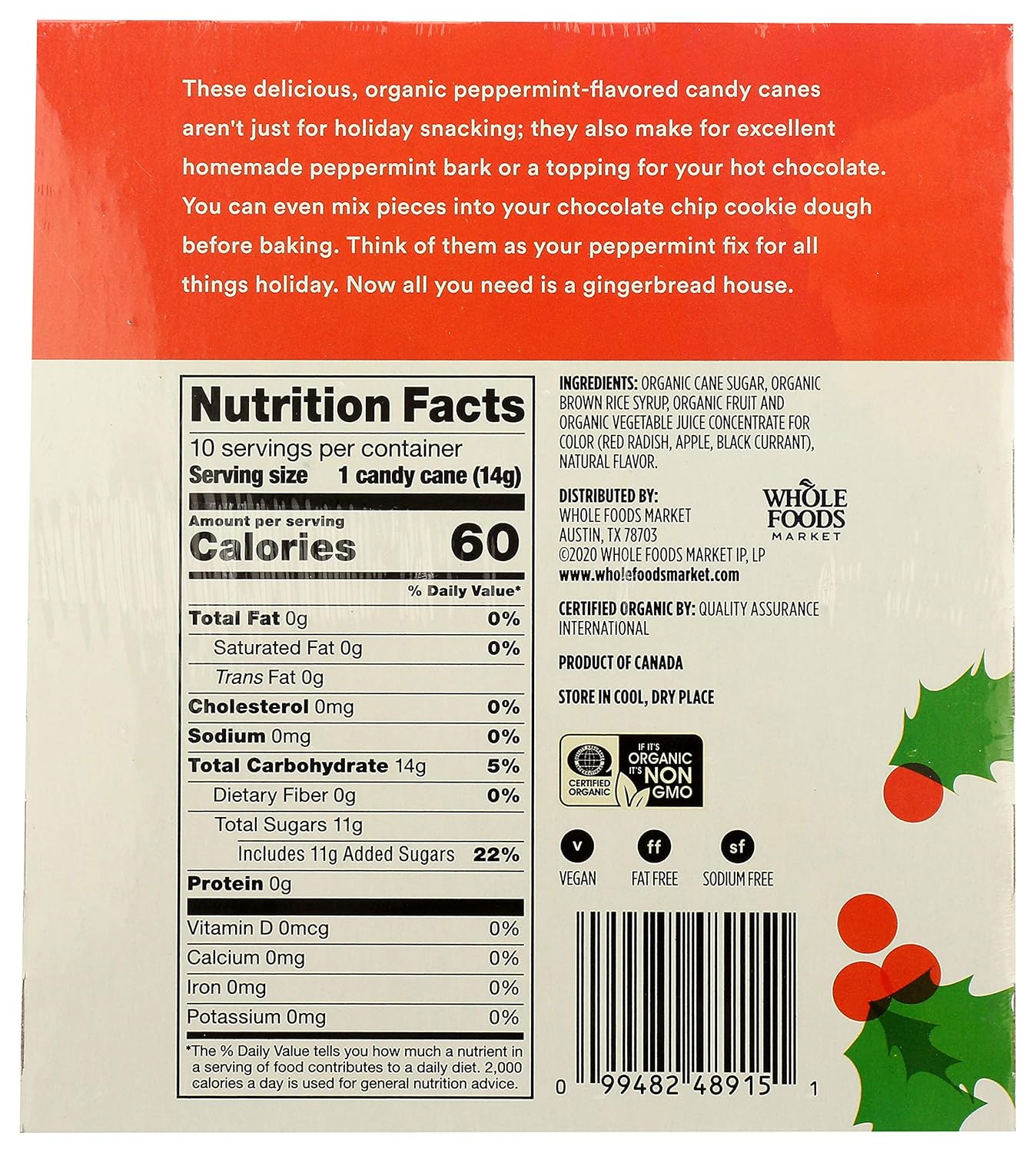365 by Whole Foods Market, Organic Candy Canes 10 Count, 5 Ounce (Pack of 2)