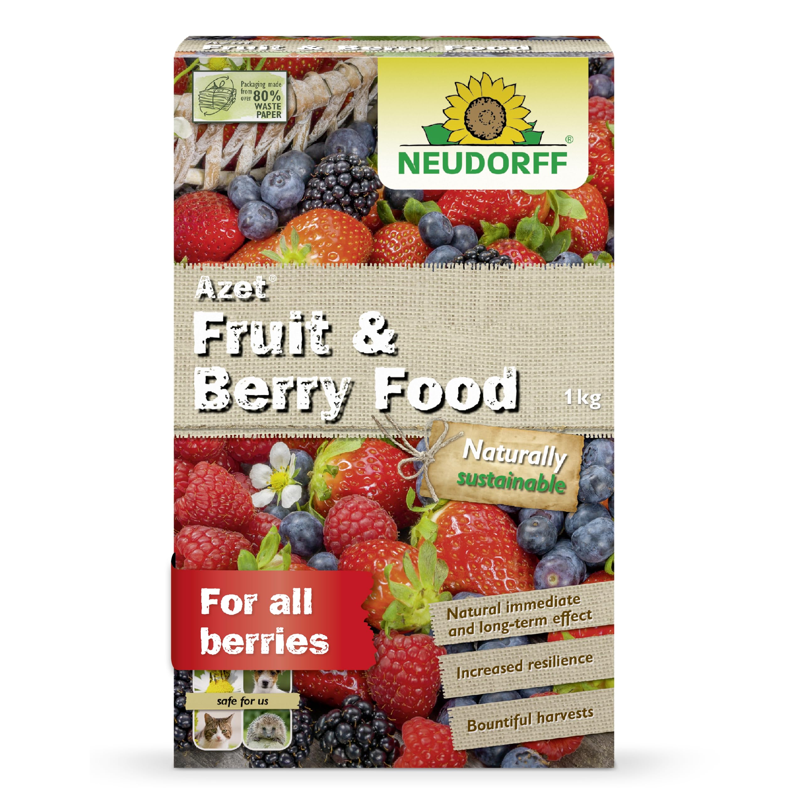 Neudorff Azet Fruit & Berry Food - Organic fertiliser for richer flavour and abundant harvests of berries and fruit with natural immediate & long-term effect, 1 kg