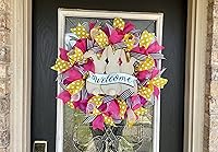Vista 4 de Bunny Butt Welcome Easter Spring Deco Mesh Front Door Wreath, Home Decor Decoration, Unique Housewarming Wedding Gift, Welcome Hanger