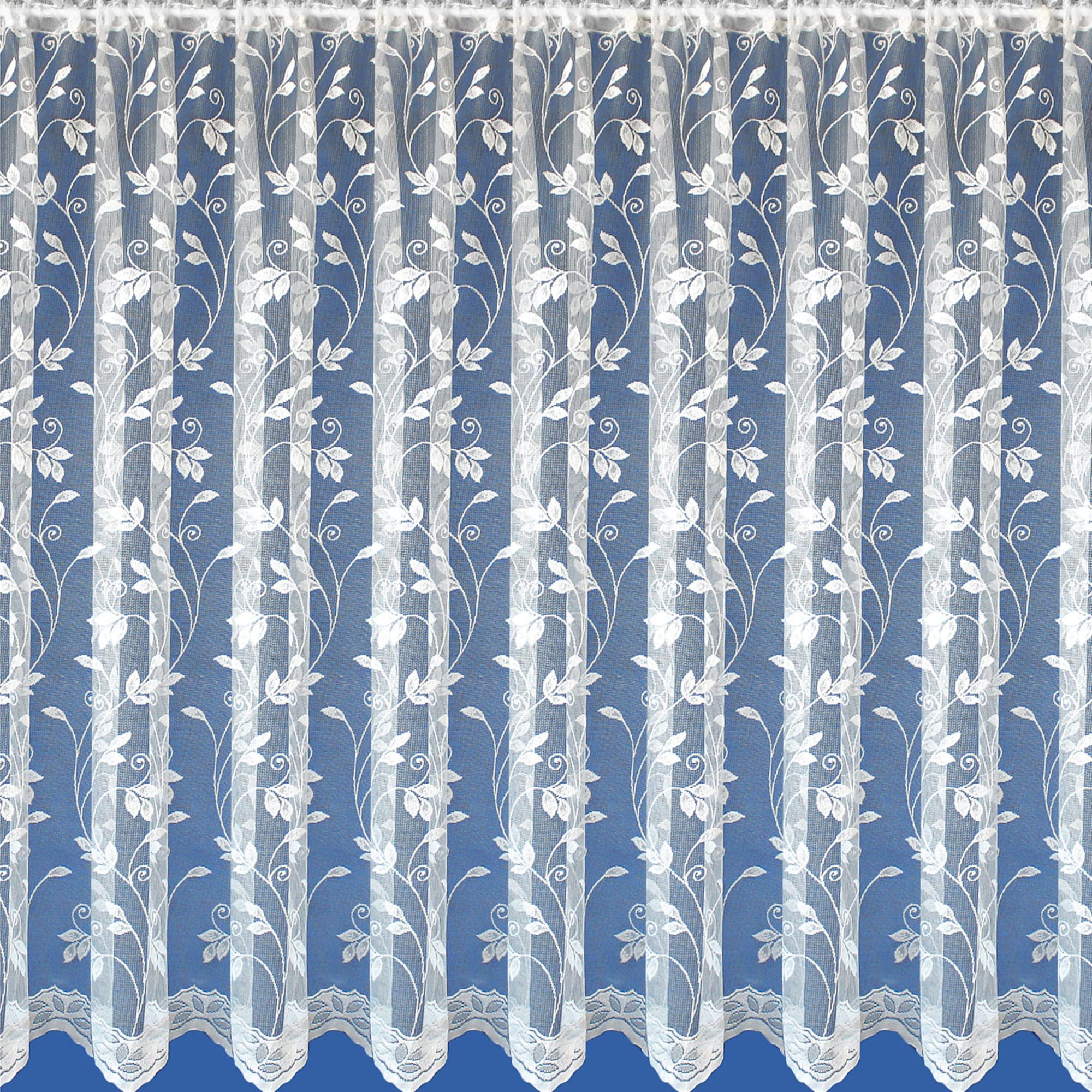 Kellyuk White 45Inch (114Cm) Drop Susan Floral Leaf Modern Net Curtain. Sold By The Metre By Kelly's Soft Furnshings