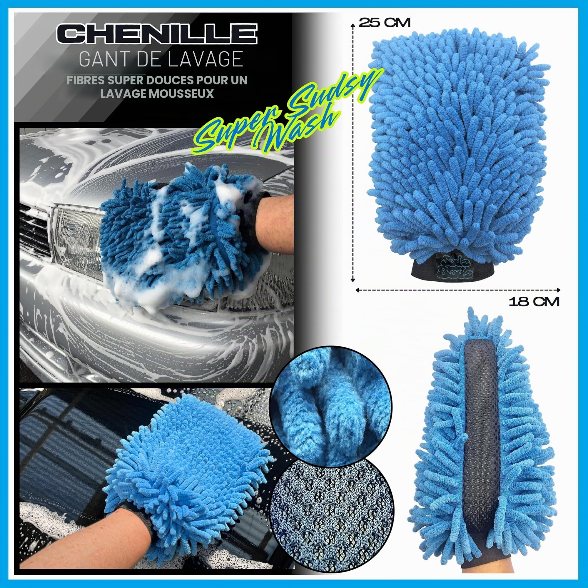 Premium Kit Nettoyage Voiture 10 pcs | Gants Lavage Voiture, Twisted Loop Microfibre Chiffons, Brosse Jante, Pinceau Detailing Auto pour Le Lavage Extérieur Le Nettoyage Intérieur