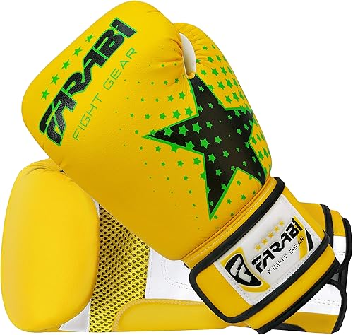 Vista 31 de Farabi - Guantes de boxeo para niños, para Muay Thai, Kick Boxing, entrenamiento, MMA, saco de boxeo Rojo